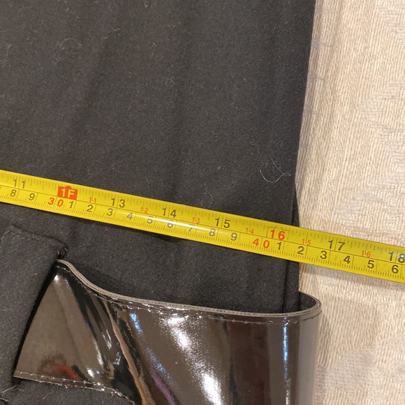 NWT. Love Wool Black Drop Waist Dress with Patent Belt & Front Pockets - Picture 13 of 16